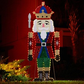 Lighted Nutcracker Outdoor Christmas Decorations, Christmas Yard Decorations,2D Nutcracker Soldier with 162 LED Warm White Lights and Stakes for Xmas Outdoor Holiday Indoor Decor