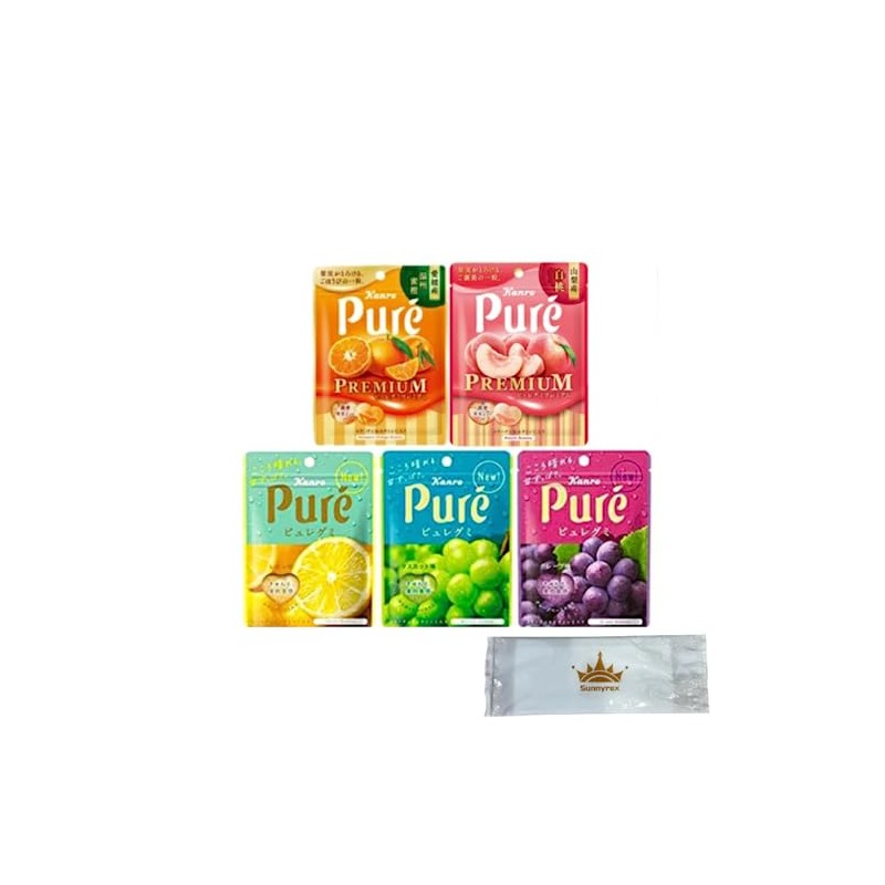 Kanro Pure Gummy Assortment, 5 Assorted Set, Premium Commercial Use,