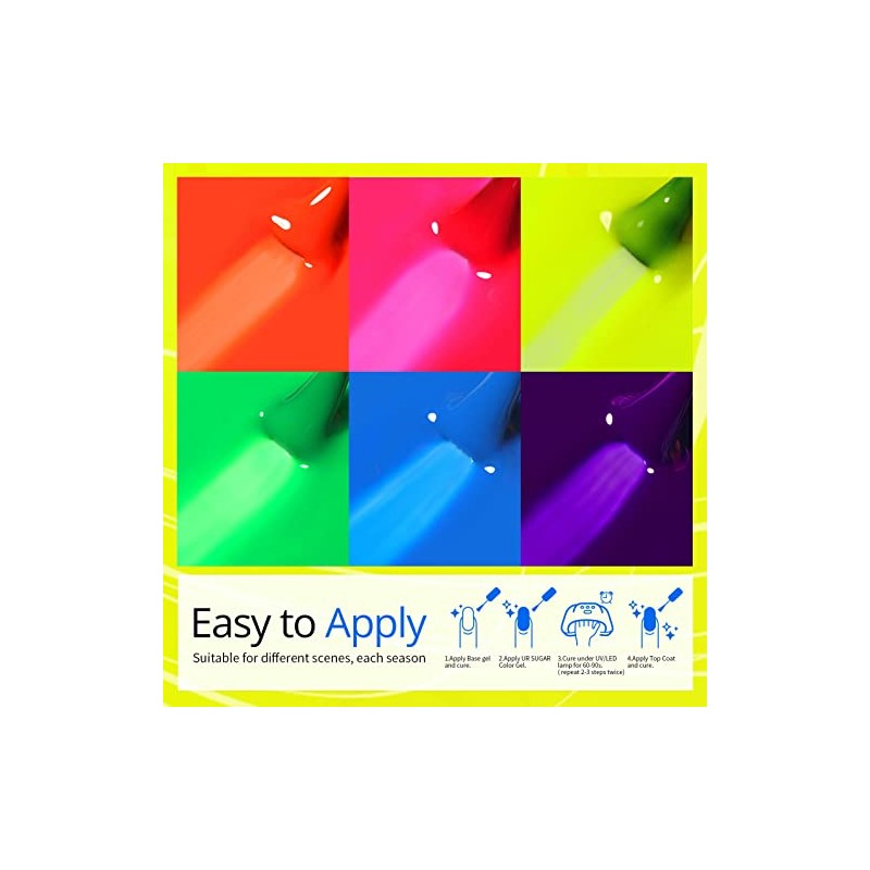 UR SUGAR Juego de esmalte de uñas de gel neón,