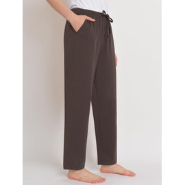Latuza Women's Petite Pajama Pants Cotton Pajama Bottoms Petite Length M Brown