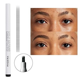 AQUAPURITY- PHOERA Triple Tipped Brow Microblading Pen Eyebrow Pen Smudge Proof Long Lasting Waterproof Eyebrow Tattoo Pencil Fine Sketch Liquid Eye Brow Pen (204 Black)