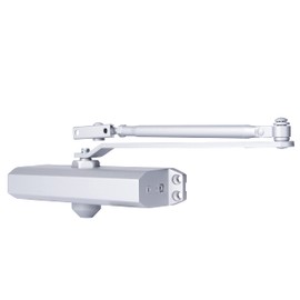 BRINKS Commercial - Heavy Duty Commercial Door Closer, Aluminum Finish - Adjustable from Size 1 to Size 5 with a 180-Degree Opening Range