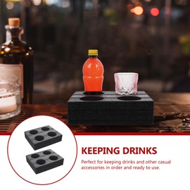 DOITOOL Takeout Coffee Cup Bottle Carrier: 2Pcs 4 Holes Black Takeout Cup Holders Foam Hot Cold Drinks Carrier Cup Trays Beverage Carrier Trays for Package Service
