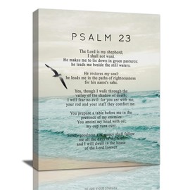 Psalm 23 Wall Art Psalm 23 Canvas Wall Decor Scripture Bible Verse Prints Painting Christian Religous Framed Artwork for Bedroom Living Room Church 16"x24"