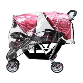 Universal Rain Cover for Twin Pushchair Soft Non-Toxic Rain Cover Rain Cover Transparent Wind Protection Dust Cover Sibling Pram Rain Cover Waterproof Cover for Buggy Sports Pram