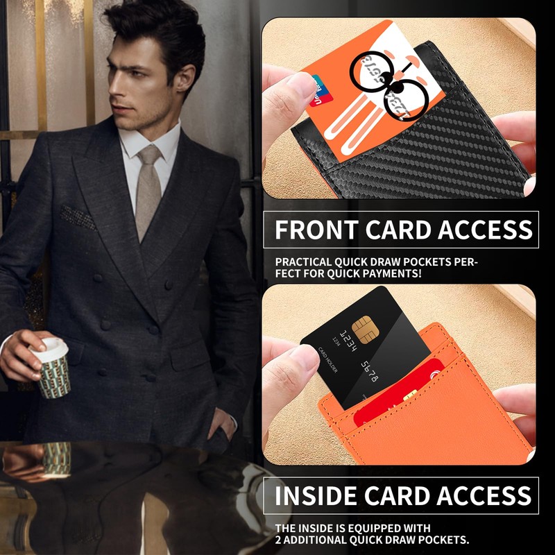 MUXILING Slim Wallets for Men Leather Money Clip RFID Blocking