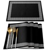 Black Placemats for Dining Table Set of 6, Cotton Linen