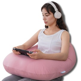 QUEEN ROSE Reading Pillow for Gaming, Lap Desk Pillow for Sitting in Bed or Sofa, Compact Arm Support Pillow for Reading, Playing or Crocheting, Cooling Grey