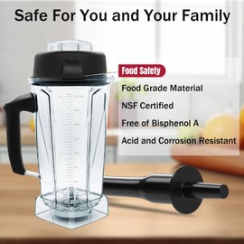 New For Vitamix Blender Pitcher 64oz Container, Replace 5200 5000 6500 7500 Pro500 750 Vita-Prep vm0101 vm0102 vm0103 vm0197 E310 320 asy172 A2300 A3300 etc Container Jar Cup, 1 Year Manufacturer