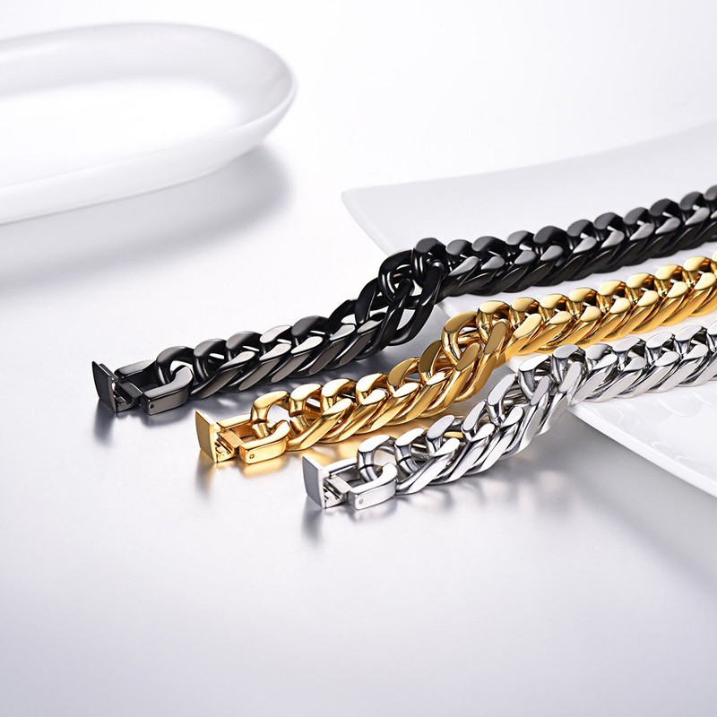 PROSTEEL Thick Gold Bracelet Gold Chain Men Bracelet