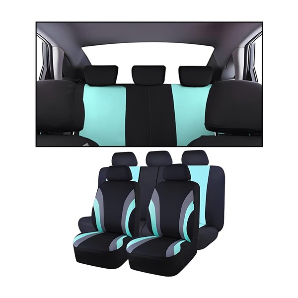 JNNJ 9 Piece Car Seat Covers, Complete Set, Car Seat Cover for Highback Seat, Universal Seat Cover, Perfect Protection, for Most Cars, Vans (Green)