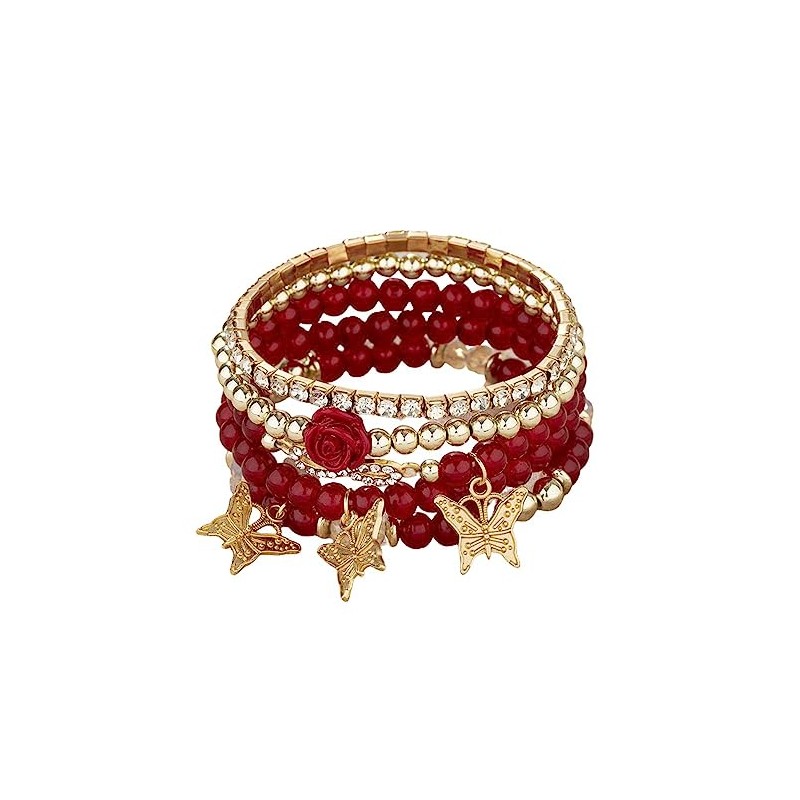 Colorful Multilayer Gold Beaded Stackable Stretch Bracelets Boho Charm Dainty