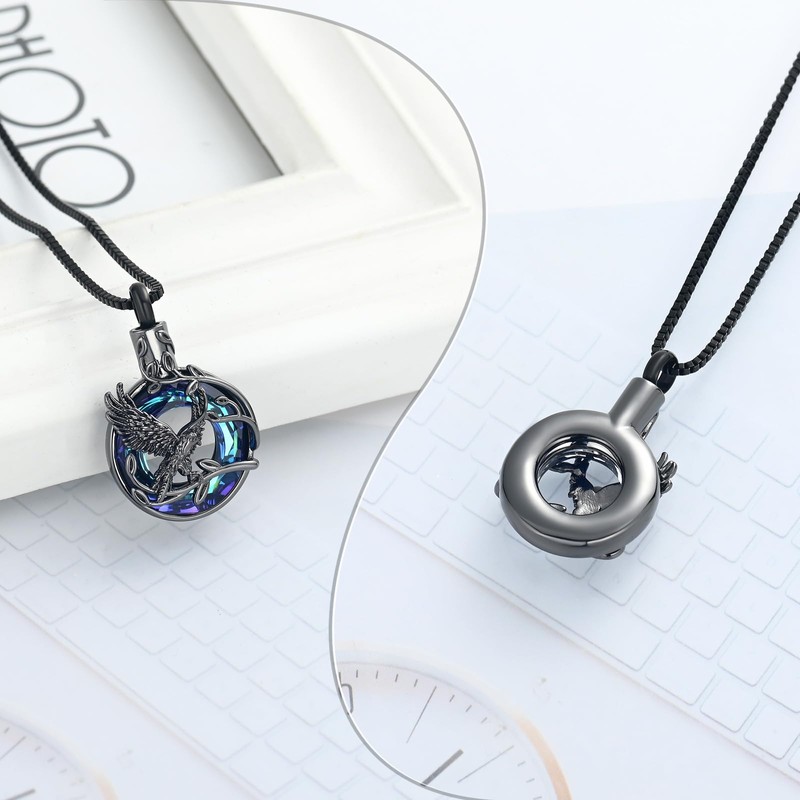 XSMZB Eagle Cremation Jewelry for Ashes Circle of Life Urn