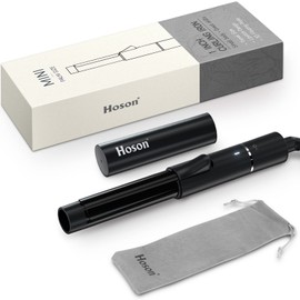 Mini rizador de cerámica para cabello corto, rizador de pelo pequeño para viajes, varita rizadora de doble voltaje para viajes en todo el mundo (negro)