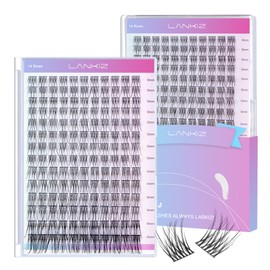 Natural Wispy Lash Clusters - 154pcs 10-20mm C Curl Natural Eyelash Clusters,LANKIZ Resuable DIY Lash Extensions for Beginners & Lash Artists