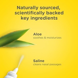 Zarbee's La niebla nasal salina calmante con aloe, el aerosol salino para todas las edades funciona rápidamente para limpiar e hidratar la nariz, la n