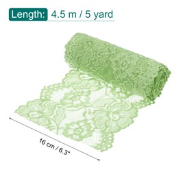 MECCANIXITY 6.3 Inch Wide 5 Yard Lace Ribbon Floral Pattern Green Lace Trim Ribbon Spandex and Nylon Lace Trim for Sewing Making, DIY Crafts,Gift Wrapping, Wedding Decor