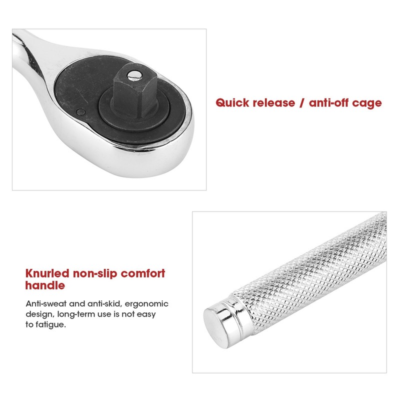 Quick Release Ratchet Wrench 45 Teeth Adjustable Chromed Sleeve Socket