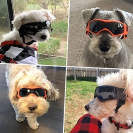 NAMSAN Dog Glasses Anti-UV Waterproof Windproof Adjustable Dog Sunglasses Fashion Dog Safety Glasses Suitable for Small and Medium Dogs (Orange)