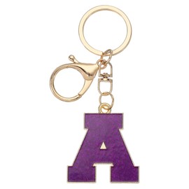 PATIKIL Initial Letter Keychain, Alphabet Letter Bag Charm Letter A, Purple