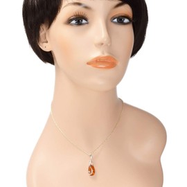 HolidayGiftShops Amber Jewelry for Women - Sterling Silver and Baltic Honey Amber Pendant Necklace, Includes 18 Inches 925 Sterling Silver Chain, Made in Poland