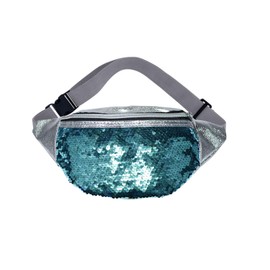 AfitLulu Sequin Fanny Pack with Adjustable Waist Straps, Fashion Waist Packs PU Leather Fanny Packs for Women with Multiple Styles for Running, Cycling, Hiking (Blue)