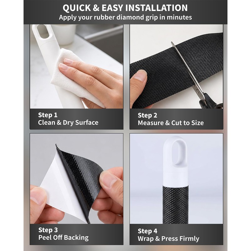 Gaahkai 3-Pack Black Rubber Grip Tape for Handles (1" x