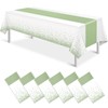 6Pcs White and Sage Green Tablecloth Decorations,Plastic White Table Cloth