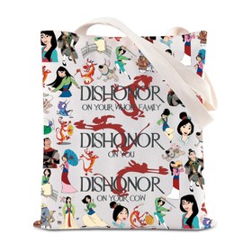 Mulan Movie Merchandise Tote Bag Mushu Dragon Lover Canvas Bag Animal WDW Kingdom Gift Mulan Mushu Character Gift For Fans (3DishonorTS-CA)