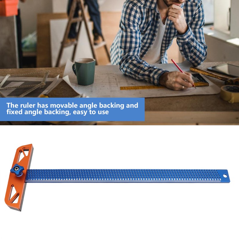 Hole Ruler Aluminum Alloy Multifunctional T Type Square Woodworking Measuring