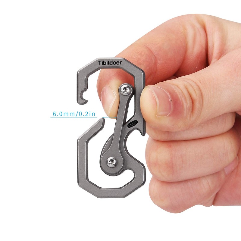 Tibitdeer Men's Keychain, Carabiner, Titanium, Metal, Keyring Included, Bottle Opener,