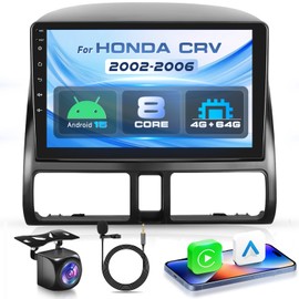 4G+64G with Qualcomm 8 Core Android 13 Car Stereo for Honda CRV 2002-2006 Wireless Carpaly Android Auto 9’’ Touch Screen GPS, WiFi, Bluetooth 5.1, DSP,SWC, Backup Camera
