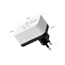 European Power Travel Plug Adapter, Spain Iceland Germany France Italy Power Travel Plug Adapter Converting from Europe to US (2 USB Ports)