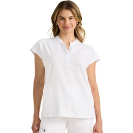 Healing Hands Scrub Top for Women Modern Fit Tee with 2 Pockets, Moisture Wicking, 360° Stretch and Quick Dry Fabric 2352, XL, White