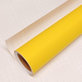 DIYAH 3D Yellow Carbon Fiber Film Twill Weave Vinyl Sheet Roll Wrap DIY Decals (24" X 60" / 2FT X 5FT)