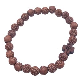 CACALOSS Catholic Rosary Cross Bracelet with Brown Beads, Religious Prayer Jewelry for Men Women Unisex Faith Based Gift for Worship Devotion