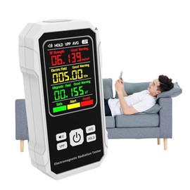 Topyond Radiation Detector RF Detection of Electric Magnetic Field Strength - Handheld Meter for Electromagnetic Radiation, EMF Meter, RF Detector for EMF Inspections at Home and in the Office, White