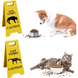 Cat Puke Sign, 12 x 6 cm Funny Gag Cat Dog Vomit Sign, Cat Dog Vomit Sign, Cat Dog Poke Yard Sign, Prank Gift for Cats Dog Lovers (Cat)