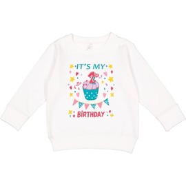 inktastic Colorful Cupcake and Confetti Girls 2nd Birthday Toddler Sweatshirt 3T White 41e1e