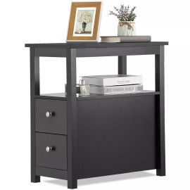 SEGAWE Side Table Small End Table with Storage for Small Spaces Bedroom and Balcony