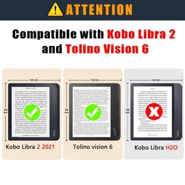 Xuanbeier TPU Case Compatible with Kobo Libra 2/Tolino Vision 6 2021, Protective Case with Stand, Black
