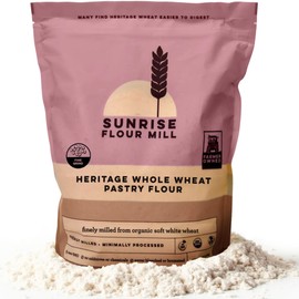 Sunrise Flour Mill USDA Organic Heritage Whole Wheat Pastry Flour - 5 lbs | Milled from White Sonora | Easier to Digest with Less Bloating | No Bleaching or Bromating | Zero Additives