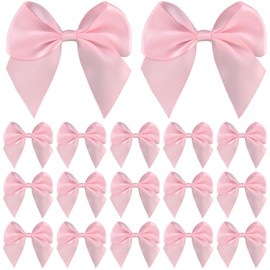 Peotclola Pink Satin Ribbon Bows 2.5" Self-Adhesive Gift Wrap Bows with Double-Sided Tape for Gift Wrapping, Wedding Decor, Birthday Presents, Party Decor, DIY Crafts, Baby Shower, Anniversary,50 PCs