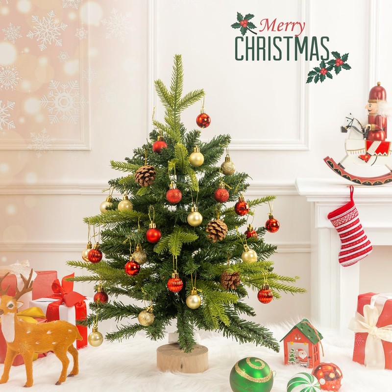 100 Pcs Mini Christmas Ball Ornaments Set, 1.18'' Red and