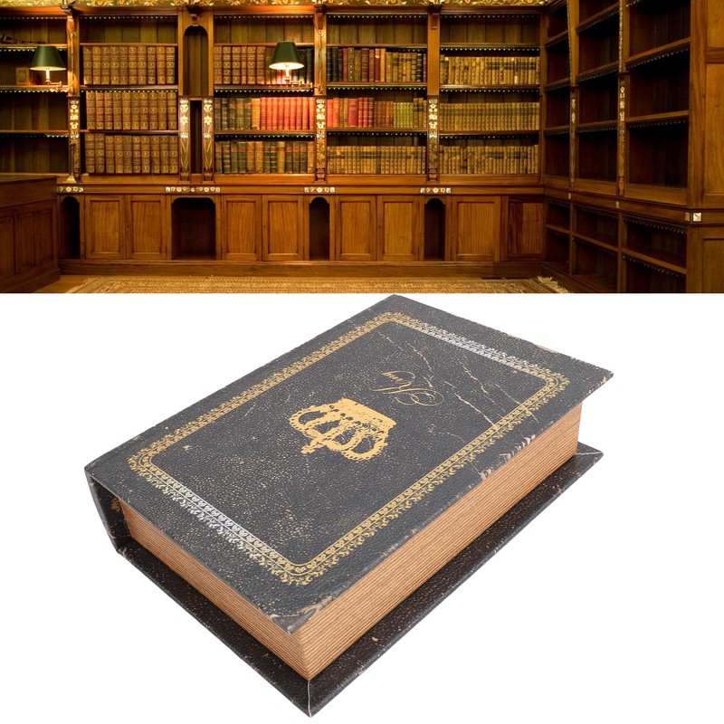 Book Shape Storage Box Large Capacity Wooden European Style Decorative