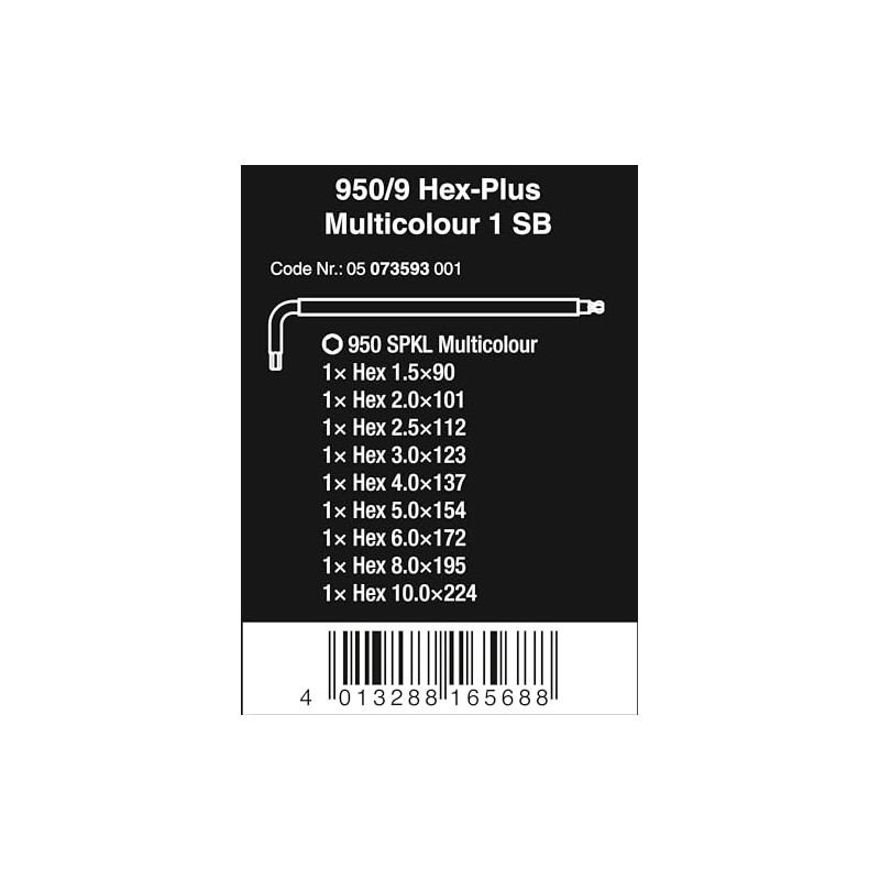 Wera Tools 05073593001 950 SPKL/9 SM N SB Long ARM