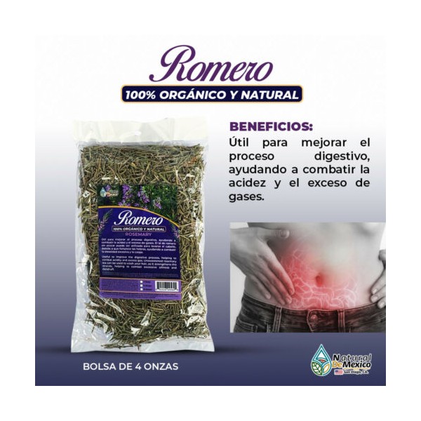 Natural de Mexico USA Romero Rosemary Herbs Tea mejora el proceso digestivo,combate acidez 4onzas-113g