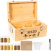 Large Bamboo Wood Seed Storage Organizer Box with Lid, Double-Layer