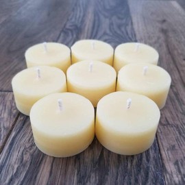 100% Pure Raw Beeswax Tea Lights Candles Refills (no Cup) Organic Hand Made, IVORY (24 Pack)
