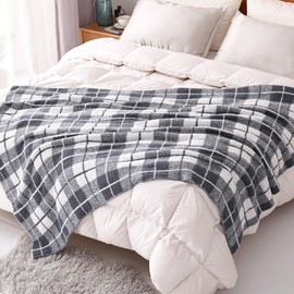 Panku Plaid Blanket, Ultra Soft Cozy Throw Blanket, Warm Fluffy Blue Throw Blanket for Couch and Sofa (50x60 Inches, Blue)